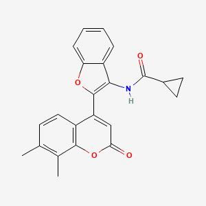 molecular formula C23H19NO4 B2485022 N-[2-(7,8-dimethyl-2-oxo-2H-chromen-4-yl)-1-benzofuran-3-yl]cyclopropanecarboxamide CAS No. 903202-53-9