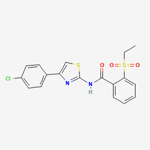 molecular formula C18H15ClN2O3S2 B2485025 N-(4-(4-chlorophenyl)thiazol-2-yl)-2-(ethylsulfonyl)benzamide CAS No. 922591-17-1