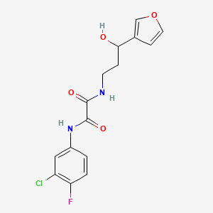 molecular formula C15H14ClFN2O4 B2485030 N1-(3-chloro-4-fluorophenyl)-N2-(3-(furan-3-yl)-3-hydroxypropyl)oxalamide CAS No. 1428378-16-8