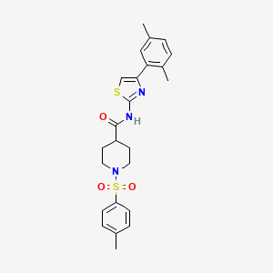 molecular formula C24H27N3O3S2 B2485066 N-(4-(2,5-dimethylphenyl)thiazol-2-yl)-1-tosylpiperidine-4-carboxamide CAS No. 922460-98-8