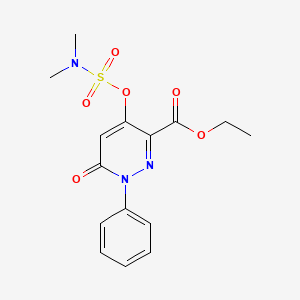 molecular formula C15H17N3O6S B2485071 ethyl 4-((N,N-dimethylsulfamoyl)oxy)-6-oxo-1-phenyl-1,6-dihydropyridazine-3-carboxylate CAS No. 886950-39-6