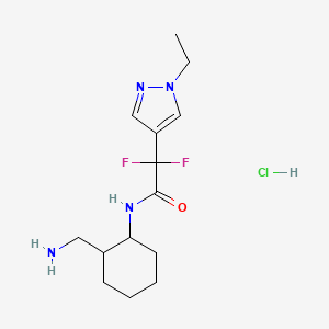 molecular formula C14H23ClF2N4O B2485080 N-[2-(Aminomethyl)cyclohexyl]-2-(1-ethylpyrazol-4-yl)-2,2-difluoroacetamide;hydrochloride CAS No. 2445784-63-2