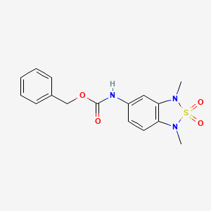 molecular formula C16H17N3O4S B2485098 Benzyl (1,3-dimethyl-2,2-dioxido-1,3-dihydrobenzo[c][1,2,5]thiadiazol-5-yl)carbamate CAS No. 2034337-98-7
