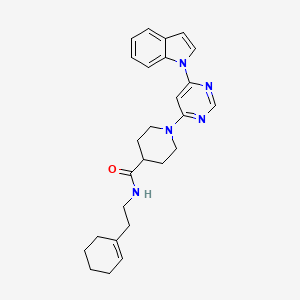 1-(6-(1H-indol-1-yl)pyrimidin-4-yl)-N-(2-(cyclohex-1-en-1-yl)ethyl)piperidine-4-carboxamide