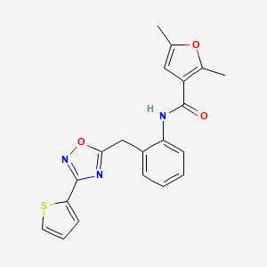 molecular formula C20H17N3O3S B2485136 2,5-DIMETHYL-N-(2-{[3-(THIOPHEN-2-YL)-1,2,4-OXADIAZOL-5-YL]METHYL}PHENYL)FURAN-3-CARBOXAMIDE CAS No. 1796970-12-1