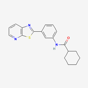 molecular formula C19H19N3OS B2485138 N-(3-{[1,3]Thiazolo[5,4-B]pyridin-2-YL}phenyl)cyclohexanecarboxamide CAS No. 863589-46-2