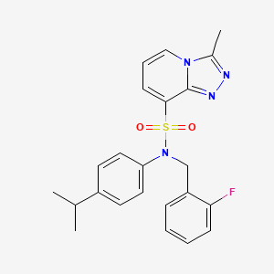 molecular formula C23H23FN4O2S B2485162 N-[(2-fluorophenyl)methyl]-3-methyl-N-[4-(propan-2-yl)phenyl]-[1,2,4]triazolo[4,3-a]pyridine-8-sulfonamide CAS No. 1251605-21-6