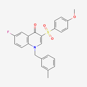 molecular formula C24H20FNO4S B2485176 6-Fluoro-3-(4-methoxyphenyl)sulfonyl-1-[(3-methylphenyl)methyl]quinolin-4-one CAS No. 872198-98-6