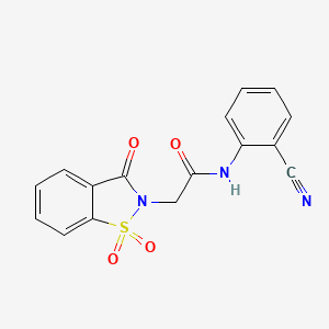 molecular formula C16H11N3O4S B2485184 N-(2-cyanophenyl)-2-(1,1,3-trioxo-2,3-dihydro-1lambda6,2-benzothiazol-2-yl)acetamide CAS No. 502755-89-7