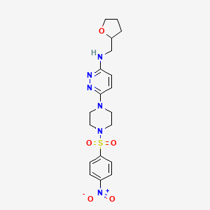 molecular formula C19H24N6O5S B2485196 6-(4-((4-nitrophenyl)sulfonyl)piperazin-1-yl)-N-((tetrahydrofuran-2-yl)methyl)pyridazin-3-amine CAS No. 899994-83-3