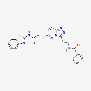 B2485205 N-(2-(6-((2-(benzo[d]thiazol-2-ylamino)-2-oxoethyl)thio)-[1,2,4]triazolo[4,3-b]pyridazin-3-yl)ethyl)benzamide CAS No. 872994-24-6
