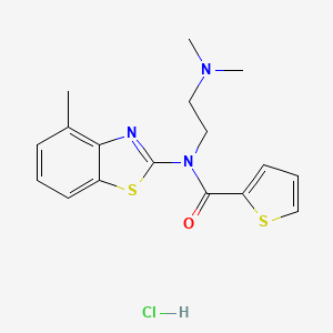 molecular formula C17H20ClN3OS2 B2485225 N-(2-(dimethylamino)ethyl)-N-(4-methylbenzo[d]thiazol-2-yl)thiophene-2-carboxamide hydrochloride CAS No. 1219176-96-1