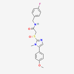 molecular formula C20H20FN3O3S B2485229 N-(4-fluorobenzyl)-2-((5-(4-methoxyphenyl)-1-methyl-1H-imidazol-2-yl)sulfinyl)acetamide CAS No. 1006838-39-6