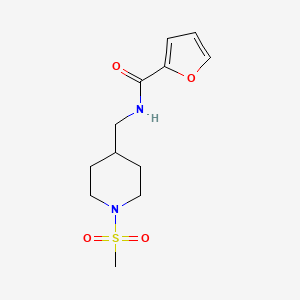 molecular formula C12H18N2O4S B2485231 N-((1-(methylsulfonyl)piperidin-4-yl)methyl)furan-2-carboxamide CAS No. 1235119-69-3