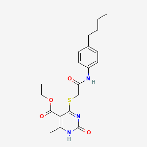 molecular formula C20H25N3O4S B2485285 ethyl 4-({[(4-butylphenyl)carbamoyl]methyl}sulfanyl)-6-methyl-2-oxo-1,2-dihydropyrimidine-5-carboxylate CAS No. 900002-65-5