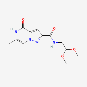 molecular formula C12H16N4O4 B2485303 N-(2,2-dimethoxyethyl)-6-methyl-4-oxo-4,5-dihydropyrazolo[1,5-a]pyrazine-2-carboxamide CAS No. 1982951-18-7