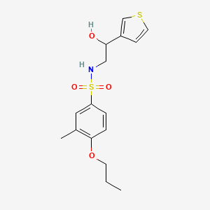 molecular formula C16H21NO4S2 B2485348 N-(2-hydroxy-2-(thiophen-3-yl)ethyl)-3-methyl-4-propoxybenzenesulfonamide CAS No. 1251573-47-3