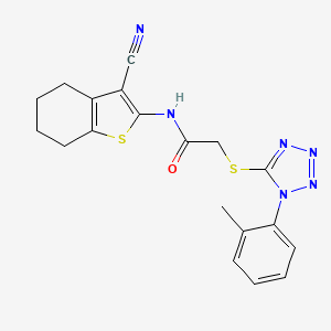 molecular formula C19H18N6OS2 B2485349 N-(3-cyano-4,5,6,7-tetrahydro-1-benzothiophen-2-yl)-2-{[1-(2-methylphenyl)-1H-1,2,3,4-tetrazol-5-yl]sulfanyl}acetamide CAS No. 732262-72-5