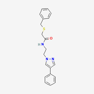 molecular formula C20H21N3OS B2485364 2-(benzylthio)-N-(2-(4-phenyl-1H-pyrazol-1-yl)ethyl)acetamide CAS No. 2034326-34-4