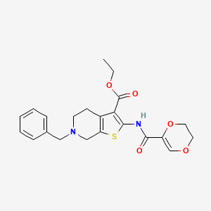 molecular formula C22H24N2O5S B2485399 ethyl 6-benzyl-2-(5,6-dihydro-1,4-dioxine-2-amido)-4H,5H,6H,7H-thieno[2,3-c]pyridine-3-carboxylate CAS No. 864938-26-1