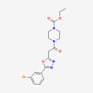 Ethyl 4-(2-(5-(3-bromophenyl)-1,3,4-oxadiazol-2-yl)acetyl)piperazine-1-carboxylate