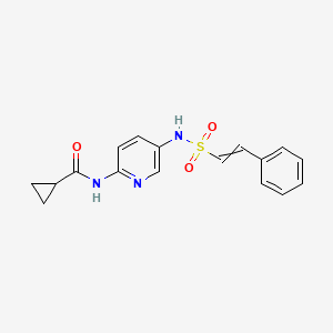 molecular formula C17H17N3O3S B2485413 N-[5-(2-phenylethenesulfonamido)pyridin-2-yl]cyclopropanecarboxamide CAS No. 1376445-96-3