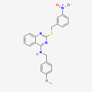 N-[(4-methoxyphenyl)methyl]-2-[(3-nitrophenyl)methylsulfanyl]quinazolin-4-amine