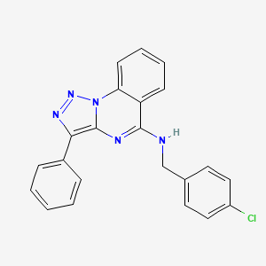 molecular formula C22H16ClN5 B2485422 N-[(4-CHLOROPHENYL)METHYL]-3-PHENYL-[1,2,3]TRIAZOLO[1,5-A]QUINAZOLIN-5-AMINE CAS No. 902580-22-7
