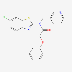 molecular formula C21H16ClN3O2S B2485427 N-(6-chloro-1,3-benzothiazol-2-yl)-2-phenoxy-N-[(pyridin-3-yl)methyl]acetamide CAS No. 895024-28-9
