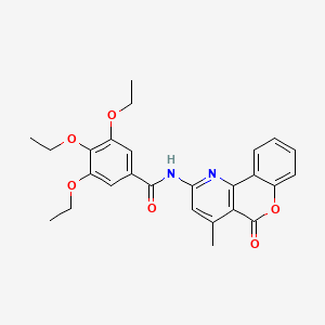 3,4,5-triethoxy-N-(4-methyl-5-oxo-5H-chromeno[4,3-b]pyridin-2-yl)benzamide