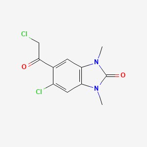 molecular formula C11H10Cl2N2O2 B2485439 5-chloro-6-(chloroacetyl)-1,3-dimethyl-1,3-dihydro-2H-benzimidazol-2-one CAS No. 897545-85-6
