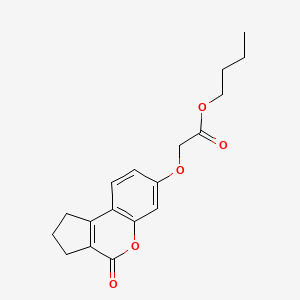 molecular formula C18H20O5 B2485449 butyl 2-({4-oxo-1H,2H,3H,4H-cyclopenta[c]chromen-7-yl}oxy)acetate CAS No. 301308-96-3