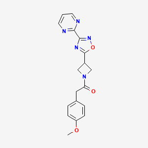 molecular formula C18H17N5O3 B2485451 2-(4-methoxyphenyl)-1-{3-[3-(pyrimidin-2-yl)-1,2,4-oxadiazol-5-yl]azetidin-1-yl}ethan-1-one CAS No. 1324107-34-7