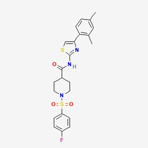 molecular formula C23H24FN3O3S2 B2485452 N-(4-(2,4-dimethylphenyl)thiazol-2-yl)-1-((4-fluorophenyl)sulfonyl)piperidine-4-carboxamide CAS No. 923367-58-2