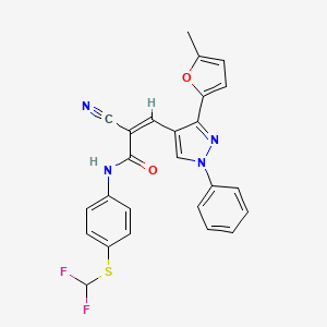 molecular formula C25H18F2N4O2S B2485464 (Z)-2-Cyano-N-[4-(difluoromethylsulfanyl)phenyl]-3-[3-(5-methylfuran-2-yl)-1-phenylpyrazol-4-yl]prop-2-enamide CAS No. 371773-31-8