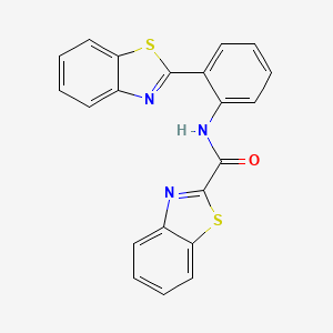 molecular formula C21H13N3OS2 B2485471 N-[2-(1,3-benzothiazol-2-yl)phenyl]-1,3-benzothiazole-2-carboxamide CAS No. 477569-65-6