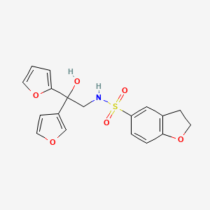 molecular formula C18H17NO6S B2485486 N-[2-(furan-2-yl)-2-(furan-3-yl)-2-hydroxyethyl]-2,3-dihydro-1-benzofuran-5-sulfonamide CAS No. 2034482-34-1