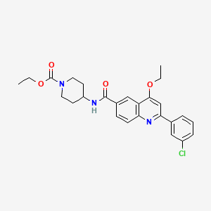 molecular formula C26H28ClN3O4 B2485488 ethyl 4-[2-(3-chlorophenyl)-4-ethoxyquinoline-6-amido]piperidine-1-carboxylate CAS No. 1114886-84-8
