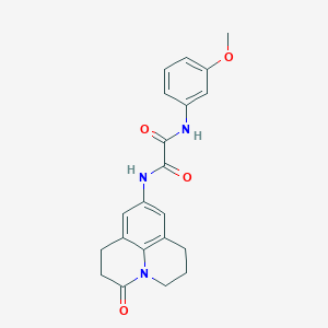 molecular formula C21H21N3O4 B2485492 N'-(3-methoxyphenyl)-N-{2-oxo-1-azatricyclo[7.3.1.0^{5,13}]trideca-5,7,9(13)-trien-7-yl}ethanediamide CAS No. 898438-39-6