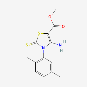 molecular formula C13H14N2O2S2 B2485505 methyl 4-amino-3-(2,5-dimethylphenyl)-2-sulfanylidene-2,3-dihydro-1,3-thiazole-5-carboxylate CAS No. 689772-00-7