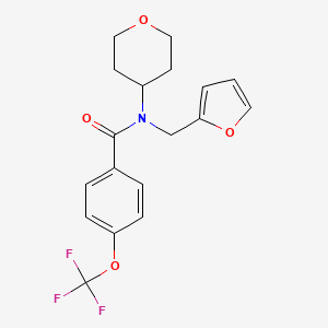 molecular formula C18H18F3NO4 B2485530 N-[(furan-2-yl)methyl]-N-(oxan-4-yl)-4-(trifluoromethoxy)benzamide CAS No. 1795195-41-3