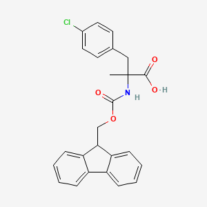 molecular formula C25H22ClNO4 B2485532 3-(4-Chlorophenyl)-2-(9H-fluoren-9-ylmethoxycarbonylamino)-2-methylpropanoic acid CAS No. 1691126-63-2