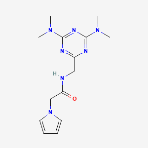 molecular formula C14H21N7O B2485544 N-((4,6-bis(dimethylamino)-1,3,5-triazin-2-yl)methyl)-2-(1H-pyrrol-1-yl)acetamide CAS No. 2034518-91-5