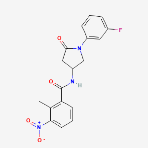molecular formula C18H16FN3O4 B2485569 N-[1-(3-fluorophenyl)-5-oxopyrrolidin-3-yl]-2-methyl-3-nitrobenzamide CAS No. 896289-85-3