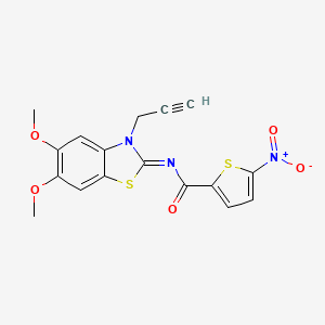 molecular formula C17H13N3O5S2 B2485571 N-[(2Z)-5,6-dimethoxy-3-(prop-2-yn-1-yl)-2,3-dihydro-1,3-benzothiazol-2-ylidene]-5-nitrothiophene-2-carboxamide CAS No. 895455-72-8