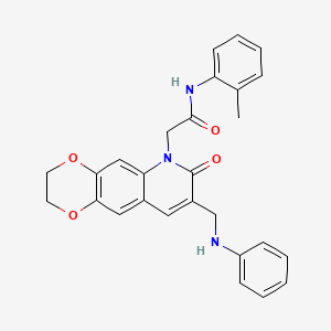molecular formula C27H25N3O4 B2485579 N-(2-methylphenyl)-2-{7-oxo-8-[(phenylamino)methyl]-2H,3H,6H,7H-[1,4]dioxino[2,3-g]quinolin-6-yl}acetamide CAS No. 894548-09-5