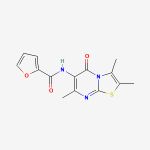 molecular formula C14H13N3O3S B2485582 N-(2,3,7-trimethyl-5-oxo-5H-thiazolo[3,2-a]pyrimidin-6-yl)furan-2-carboxamide CAS No. 1021039-84-8