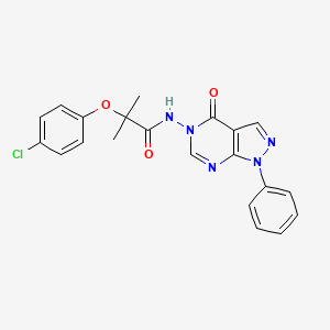 molecular formula C21H18ClN5O3 B2485591 2-(4-chlorophenoxy)-2-methyl-N-(4-oxo-1-phenyl-1H-pyrazolo[3,4-d]pyrimidin-5(4H)-yl)propanamide CAS No. 899752-71-7