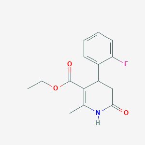 molecular formula C15H16FNO3 B2485621 Ethyl 4-(2-fluorophenyl)-2-methyl-6-oxo-1,4,5,6-tetrahydropyridine-3-carboxylate CAS No. 303139-43-7