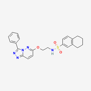 molecular formula C23H23N5O3S B2485636 N-(2-((3-phenyl-[1,2,4]triazolo[4,3-b]pyridazin-6-yl)oxy)ethyl)-5,6,7,8-tetrahydronaphthalene-2-sulfonamide CAS No. 1021112-07-1